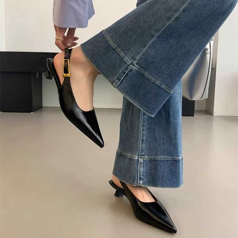 Summer Pointed Toe Women Sandals Fi Singbacks Mules Shoes Ladies Elegant Low Heel Stripper Party SandaliasXJ251027