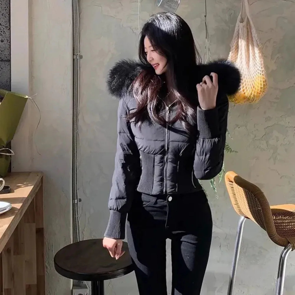 Fashion Parkas Women Short Winter Clothes Solid Fur Hooded Puffer Jacket Thicken Warm Female Cotton Padded Coat Outwear 251027