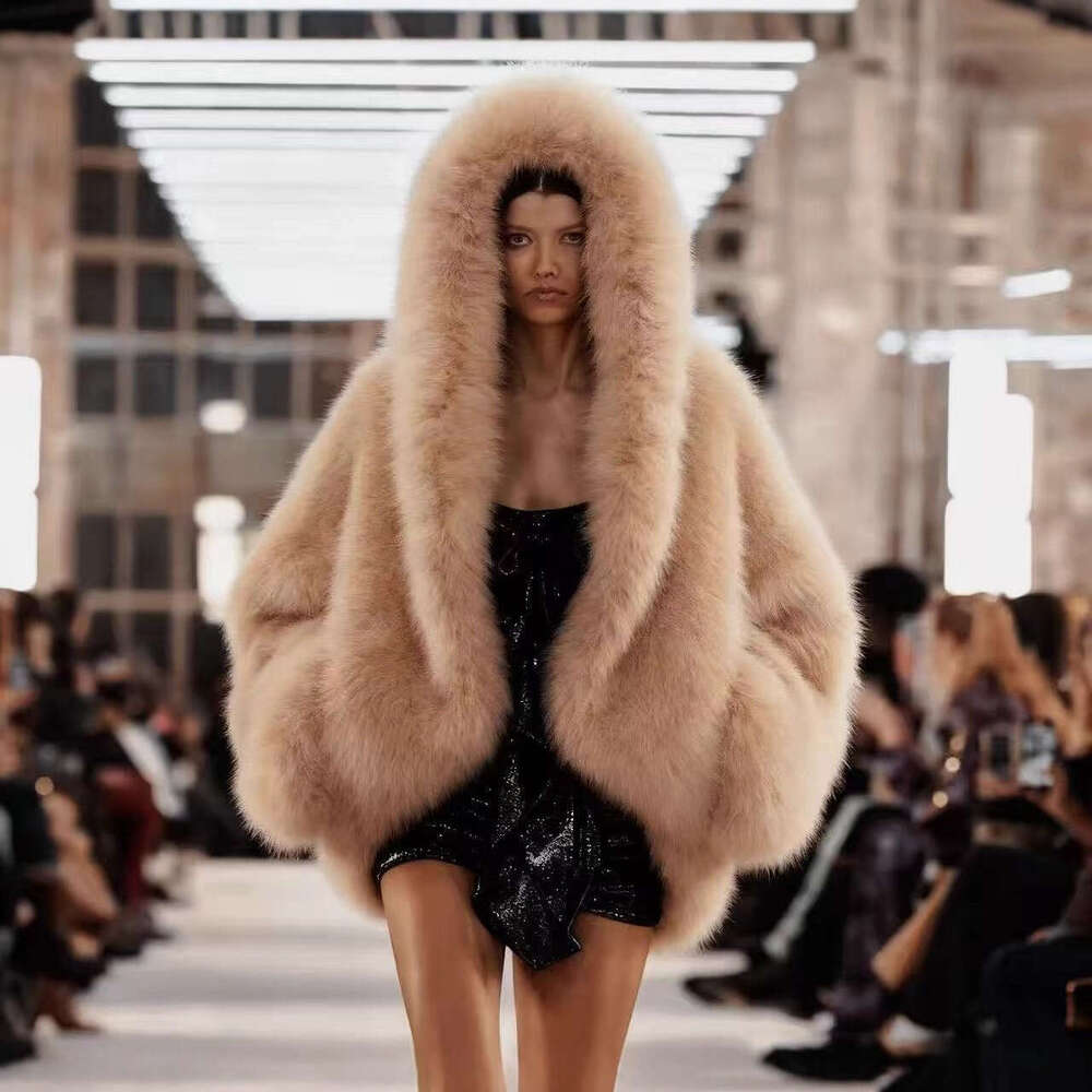 Style Faux EcoFriendly Fox New Street Fur Hooded for Women Korean Version HighEnd Fluffy Warm Coat