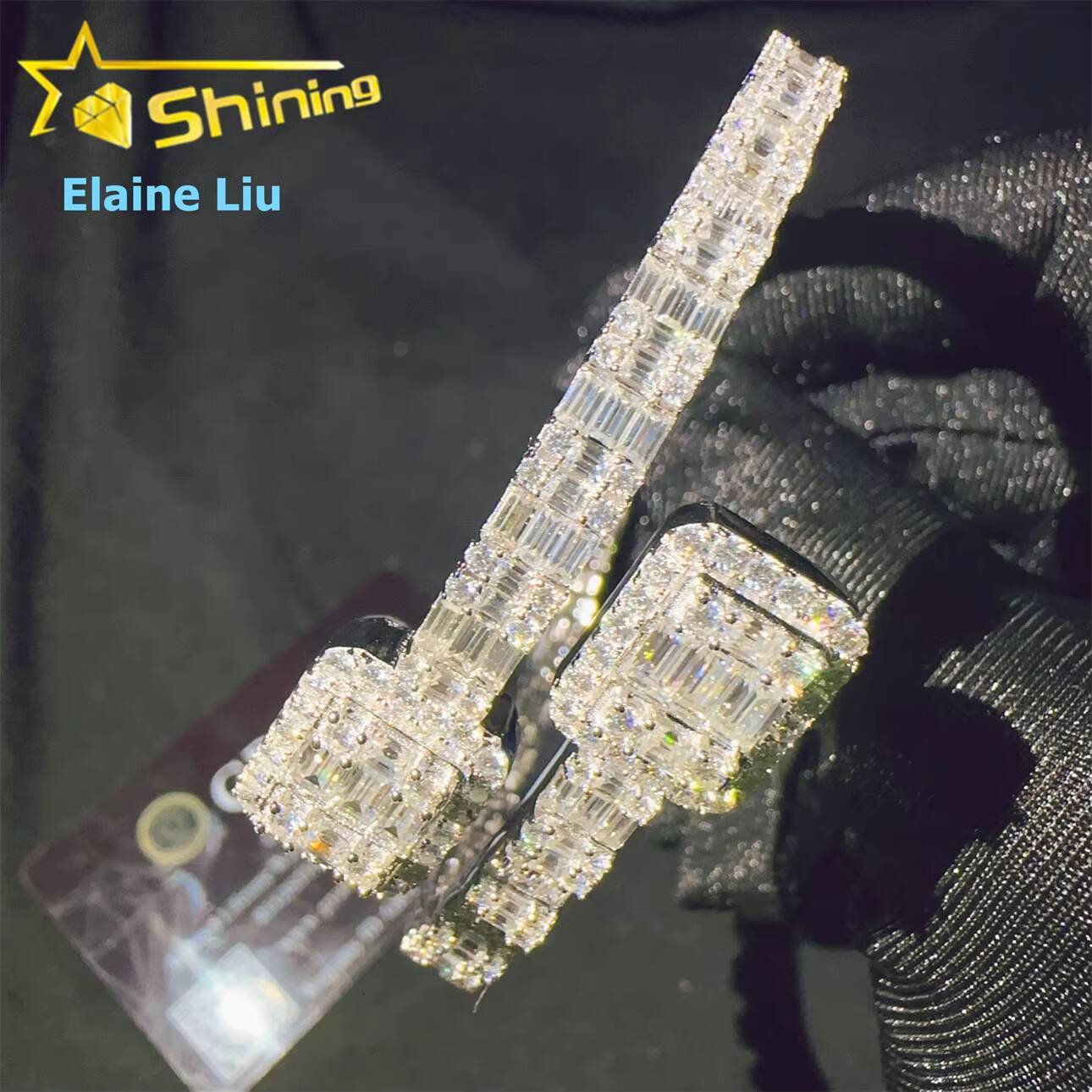 Pass Diamond Tester Hip Hop Fashion Jewelry VVS Moissanite Iced Out GRA Certificate S925 Silver Bangle Bracelet Man