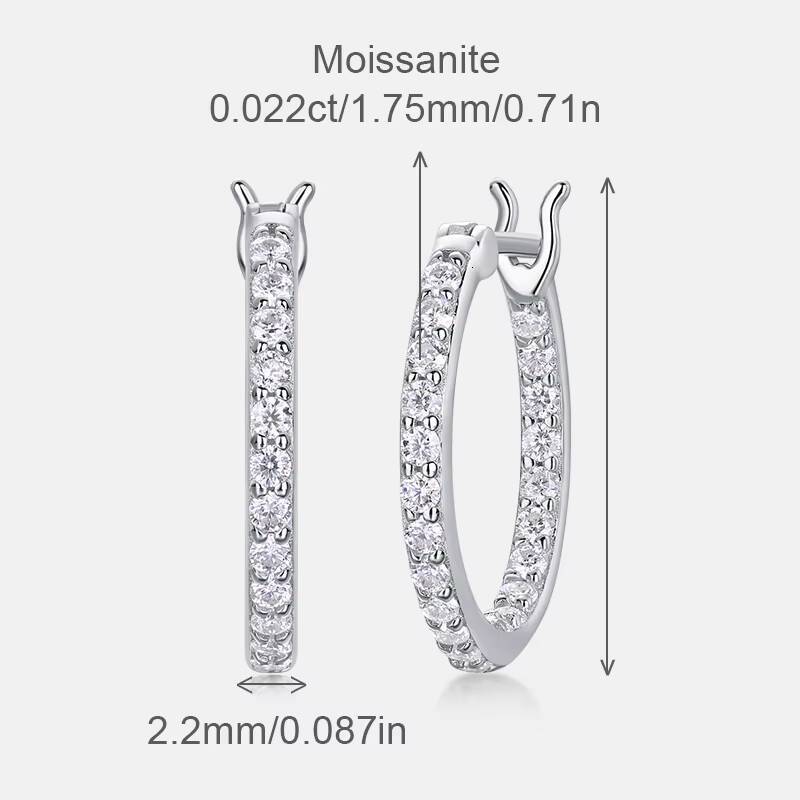 Hypoallergenic Sparkling Moissanite Hoop Earrings Women Jewelry Earrings S925 Silver Circle White VVS1 Clarity Earrings