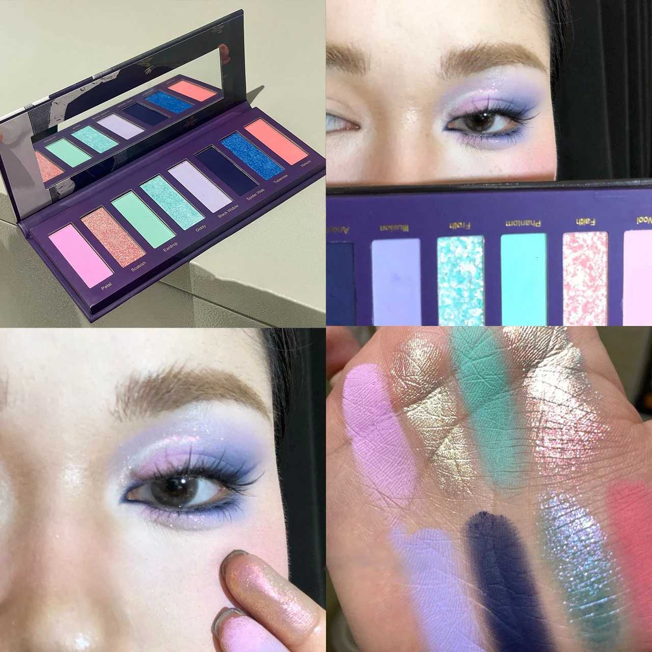 Gothic Pearlescent Purple Eyeshadow Palette 8Color Oil Painting Style Matte Punk Metallic Green Smoked Makeup Eye PigmentXJ251027