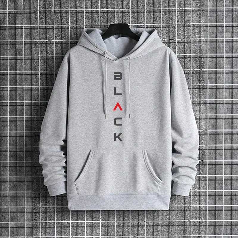 Black Letter Print Hoodies for Man Autumn Winter Hot Sale High Quality Hooded Sweatshirt Home Outdoor Casual Sport Warm Pullover W251027