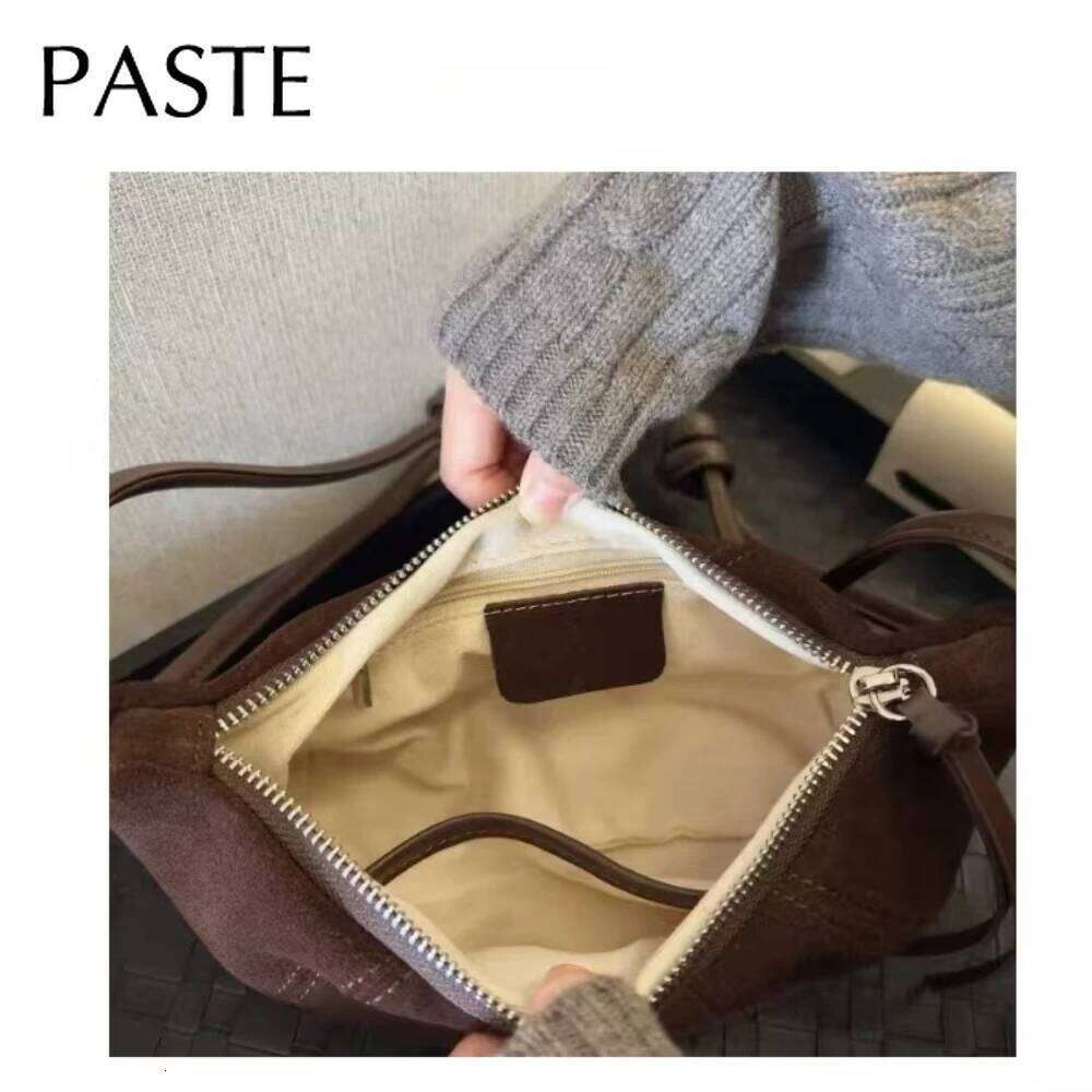 Designer Luxury Chic Hot Sale Half Moon Croissant Round Rope Strap Women Crossbody Small Genuine Suede Cow Leather Female Shoulder Bag