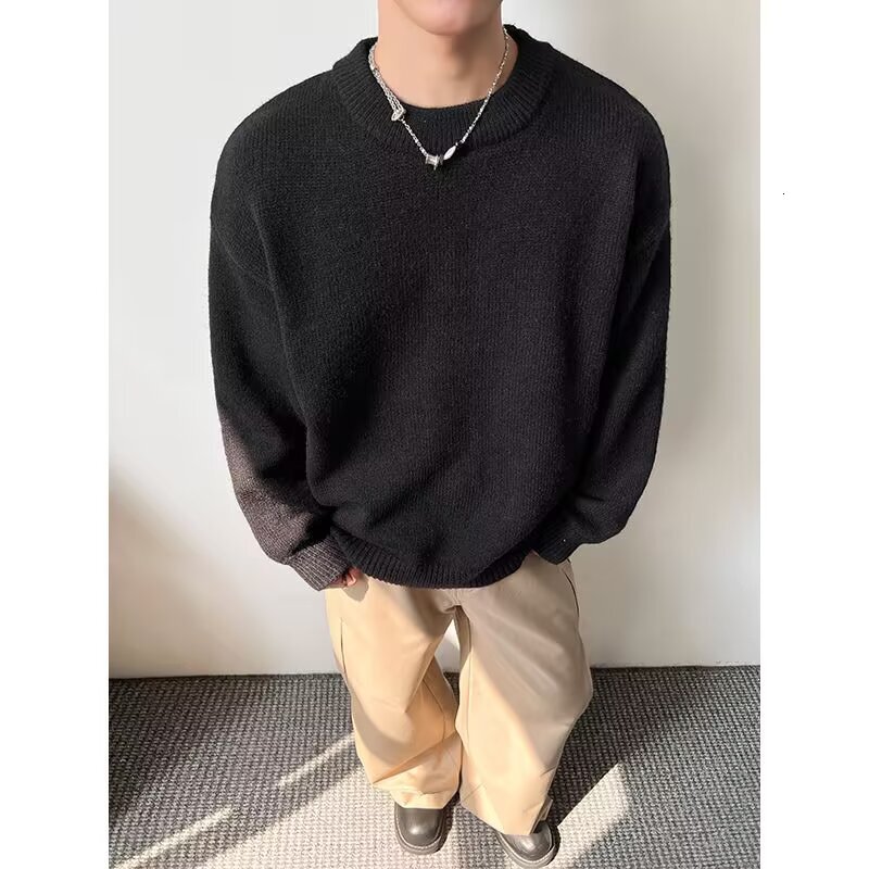 Round Neck Sweater Knitwear Men Autumn Designer Sweater Winter Lazy Style New Base Shirt Simple Men's Elegant Slim Fit Top Jacket