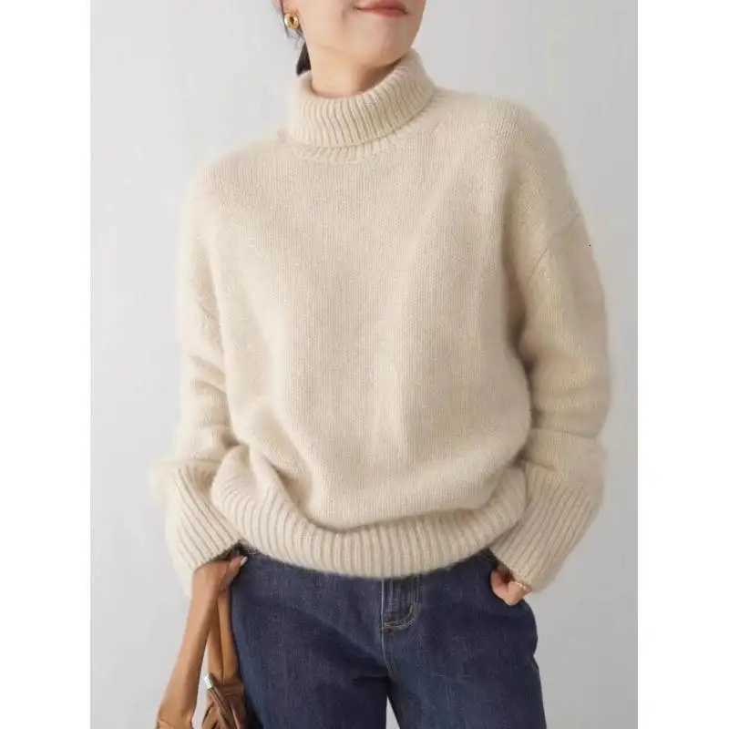 100 wool high neck sweater womens solid color long sleeved top autumn and winter fashionable knitted warm pullover sweaterT251027
