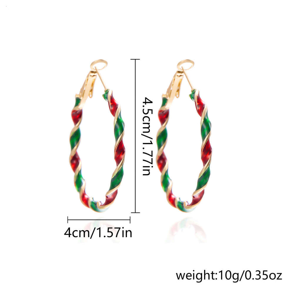 Exaggerated and Stylish Christmas Colorful Spiral Geometric Hoop Earrings