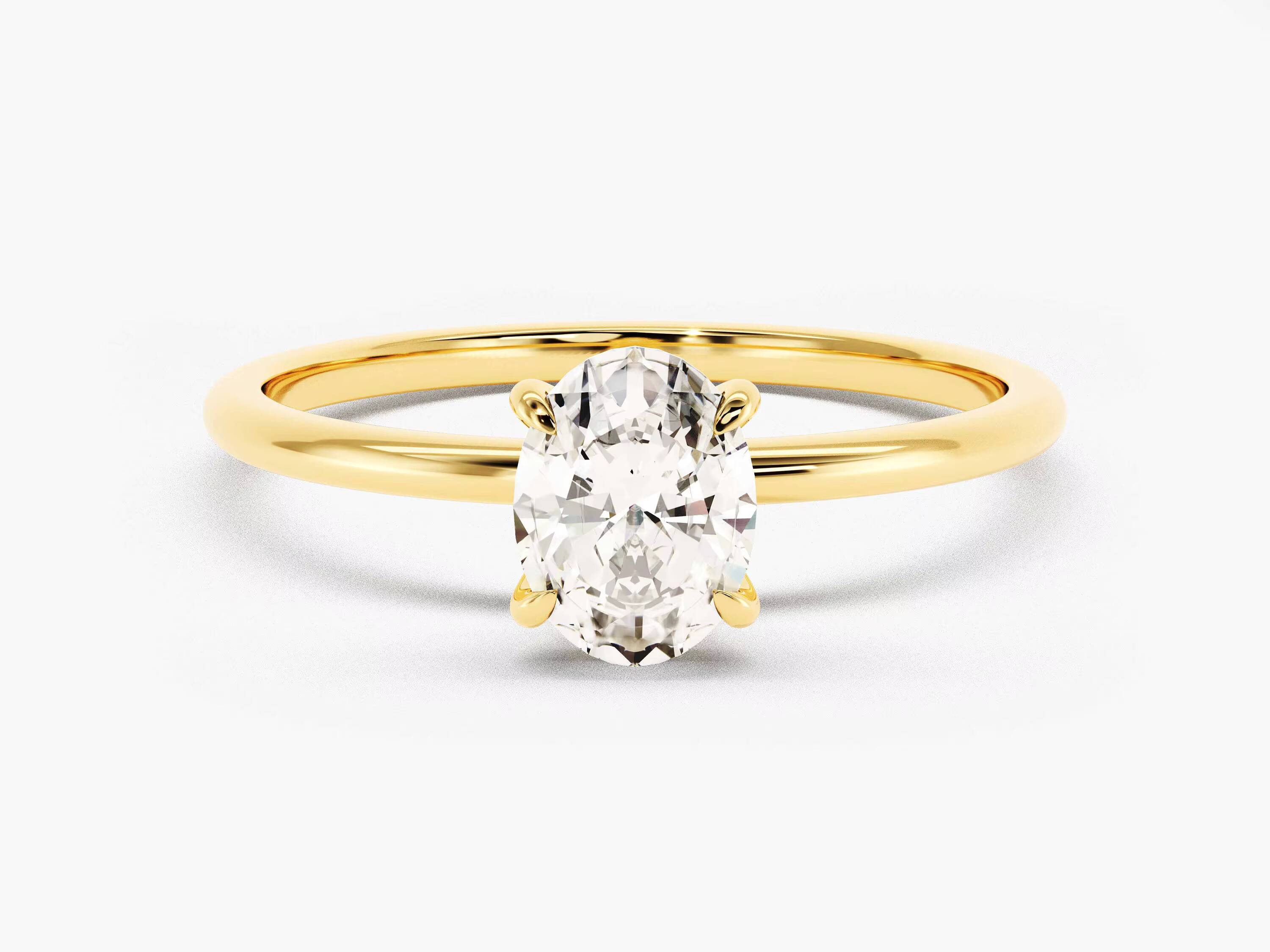 12 CT Oval Cut Diamond Engagement Ring 14k 18k Solid Gold Diamond Ring 4Prong Solitaire Diamond Ring