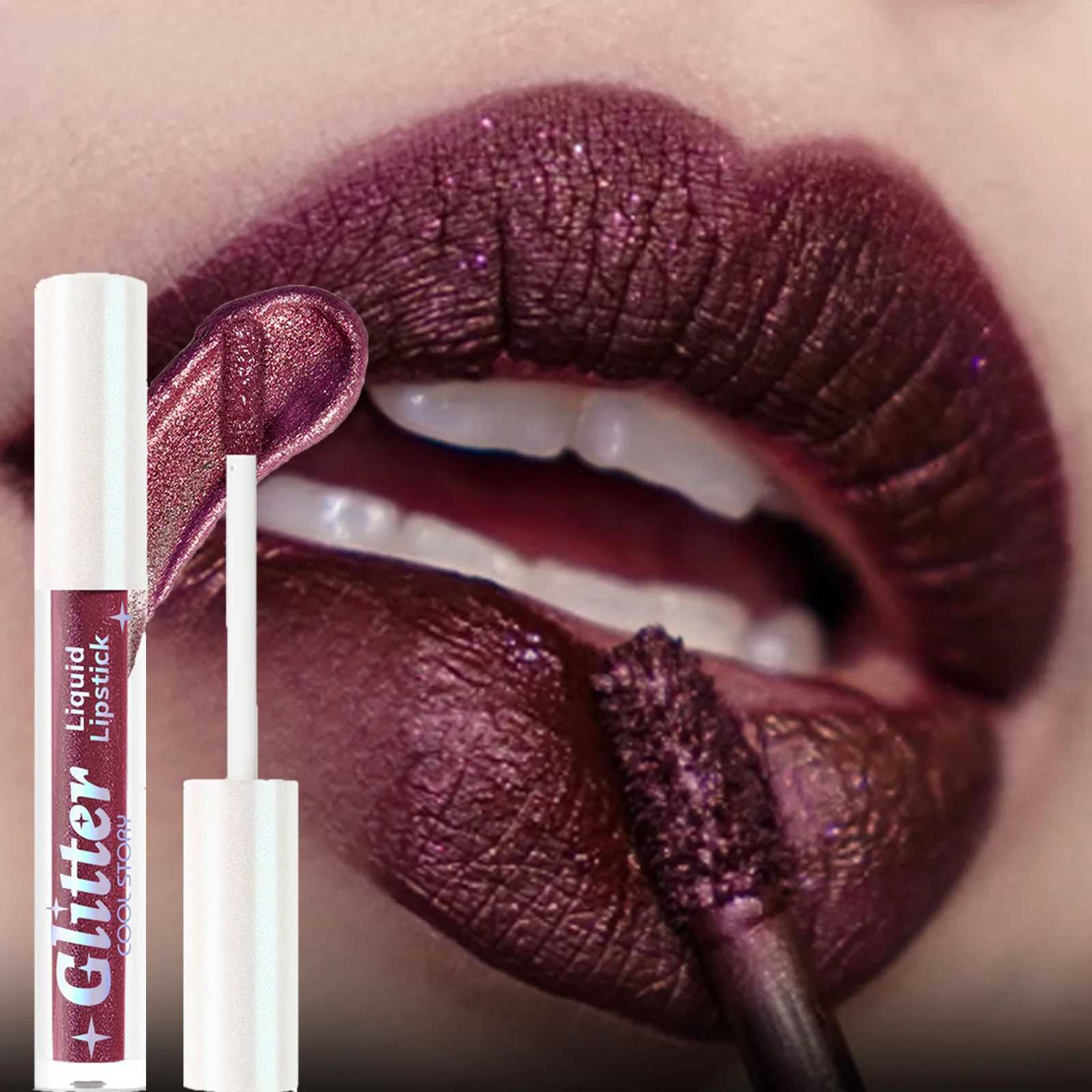 PC Sexy Color Glitter Lipstick Flash Lasting Easy Color Diamond Lip Tint Shiny Metallic Lip Makeup Gifts for Women Cosmetics W251027