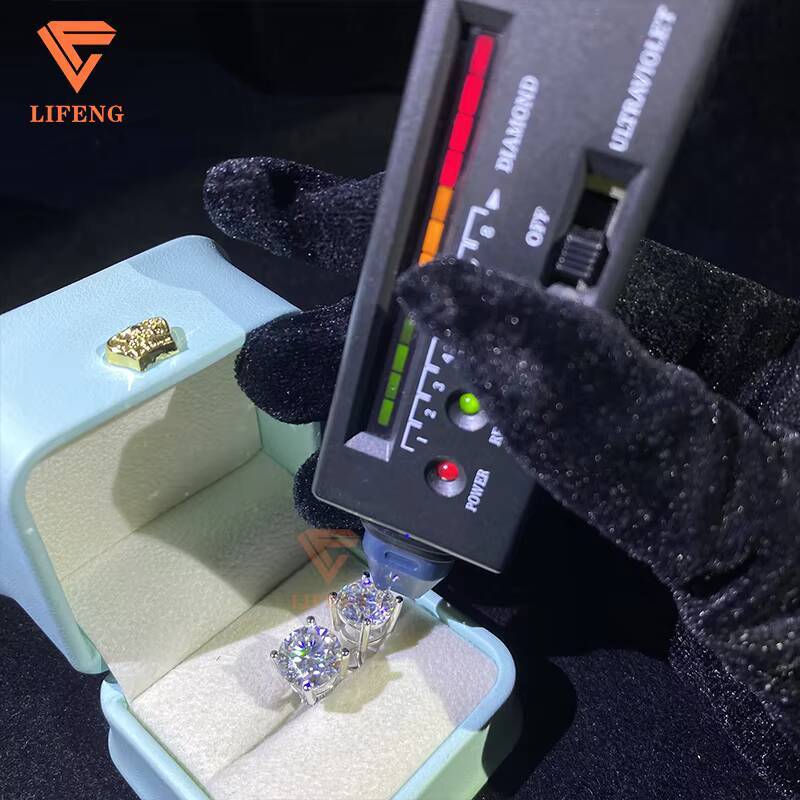 Custom S925 Sterling Silver 10k 14k 18k Solid Gold Plated Earrings D Vvs Moissanite Diamond Studs Earrings