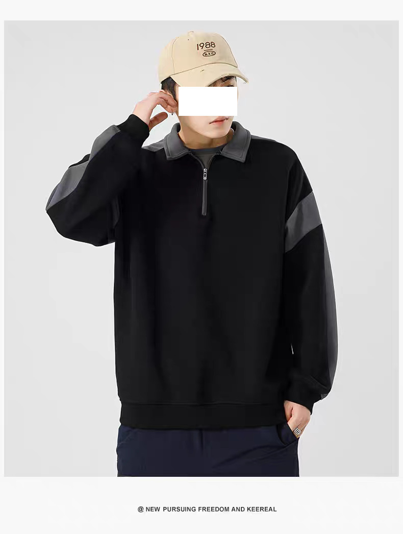 Polo Collar Long Sleeve T-shirt Men American Style Designer Sweater Half-zip Turn-down Collar Men's Sweatshirt Spring Autumn Casual Inner Wear To