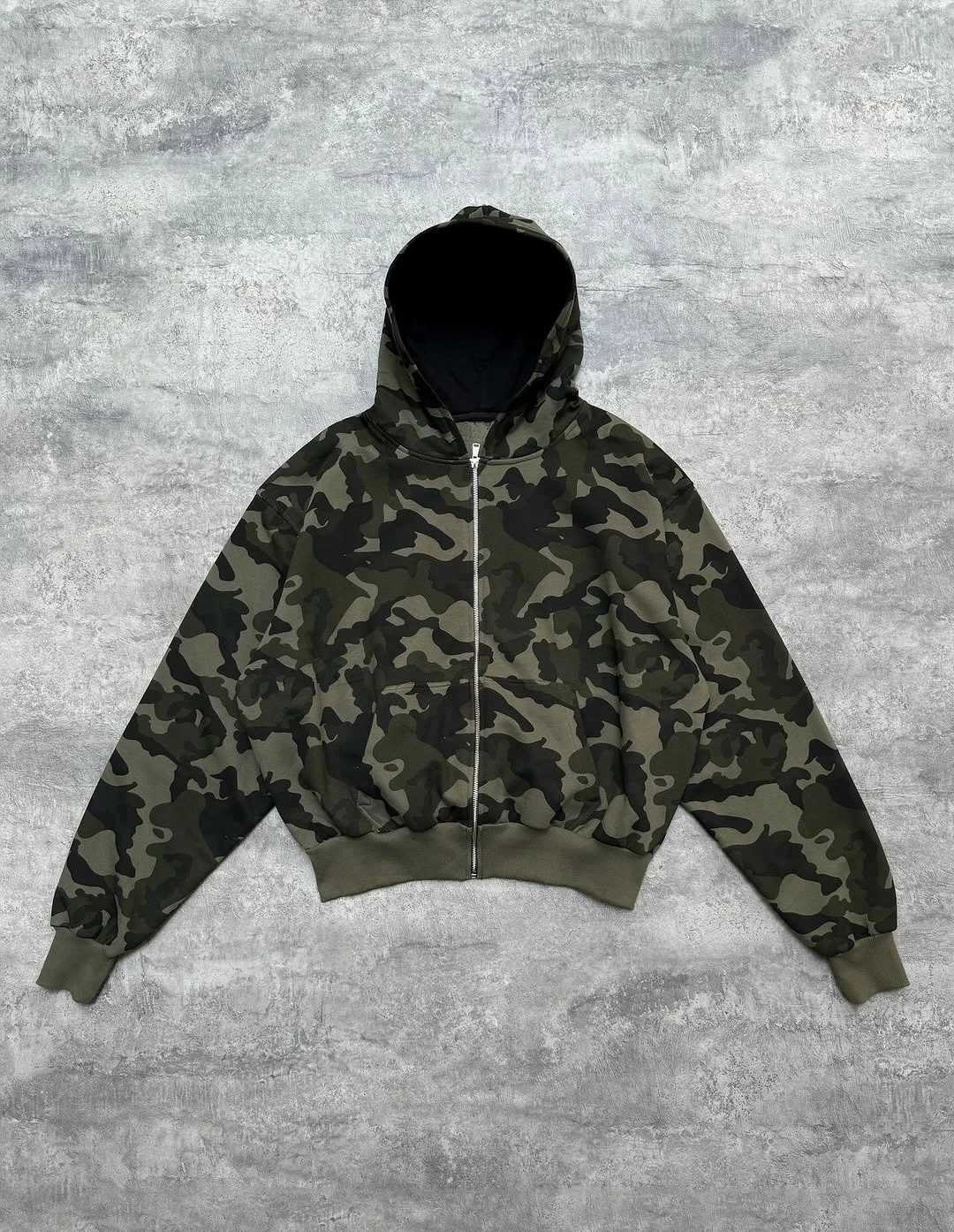 Harajuku Autumn Street Style Visual Camouflage Star Pattern Zipper Hoodie Trendy Rock Simple Sweatshirt Loose Y2K New Women Top W251027