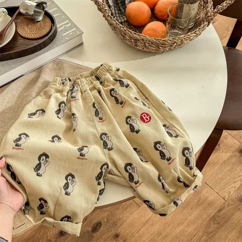 2025 New Kids Casual Loose Harem Pants with Adorable Penguin Prints for 17 Years Old Comfortable Wear Boy and Girls TrousersT251027