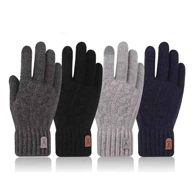 Women Winter Gloves Thermal Warm Lining Elastic Cuff Cozy Thick Winterproof Knit Gloves for Driving Riding One Size Fits Most 251024