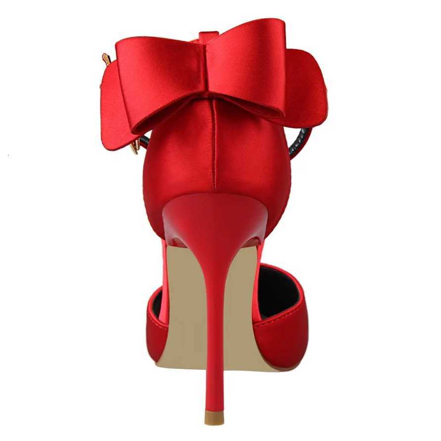 BIGTREE Shoes Bowknot High Heels Women Shoes Satin Woman Pumps Sexy Wedding Shoes Stiletto Heels Hollow Woman Sandals Size 43XJ251027