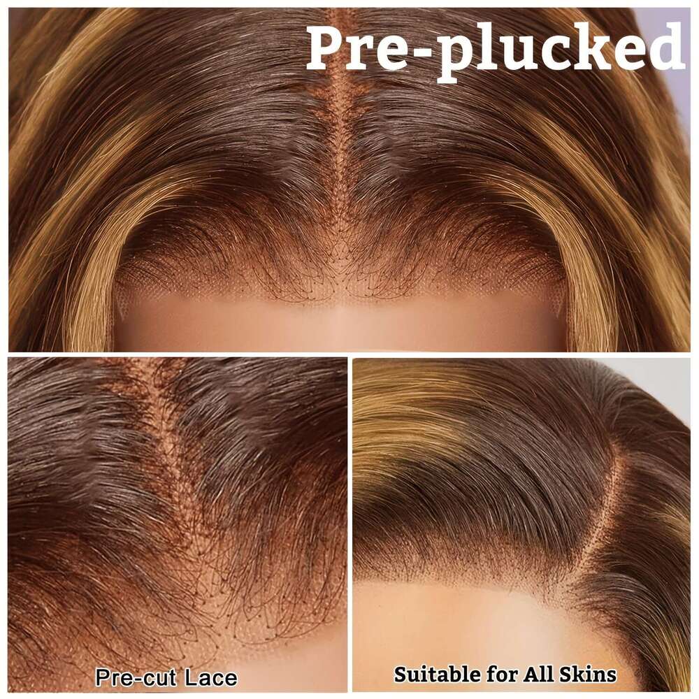 Elegant 4*4 Transparent Lace Frontal Light Brown Piano Color Wig, 180% Density Bob Virgin Human Hair, Loose Wave Hair Style With Hairline, Nature Look