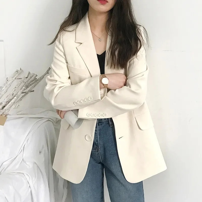 Womens Blazers Suit Coat Sports Notched Casual Blazer Korean Fashion Lady Office Work Femme Candy Color 251027