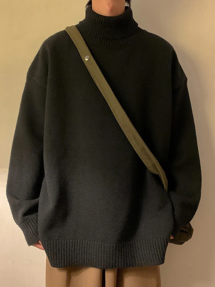 Turtleneck Mens Sweater Autumn 2025 Knitted High Neck Pullover Streetwear Comfortable Fitness Tops Clothing Knitwear 251016