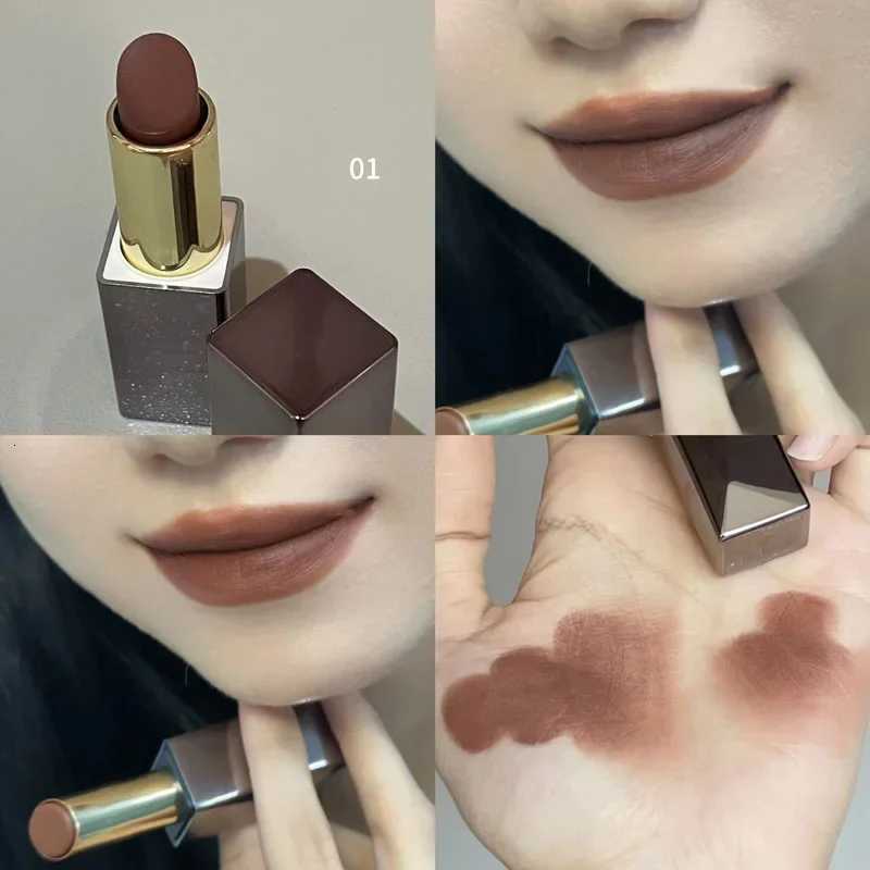 Sexy Matte Punk Dark Brown Lipstick Waterproof Lip Gloss Long Lasting NonStick Cup Smoked Matte Lipstick Korean Makeup Cosmetic W251027