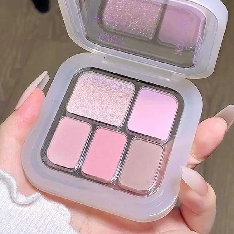 Mini 5 Color Glitter Pink Eye Shadow Palette Silver Black Smoked Shimmer Matte Eyeshadow Palette Waterproof Easy Coloring MakeupXJ251027