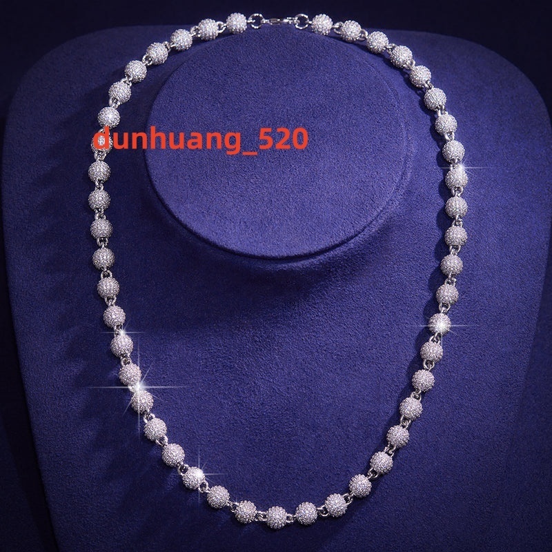 New Style Hip Hop Rapper Jewelry Bling Sterling Silver 8mm Moissanite Iced Out Ball Chain