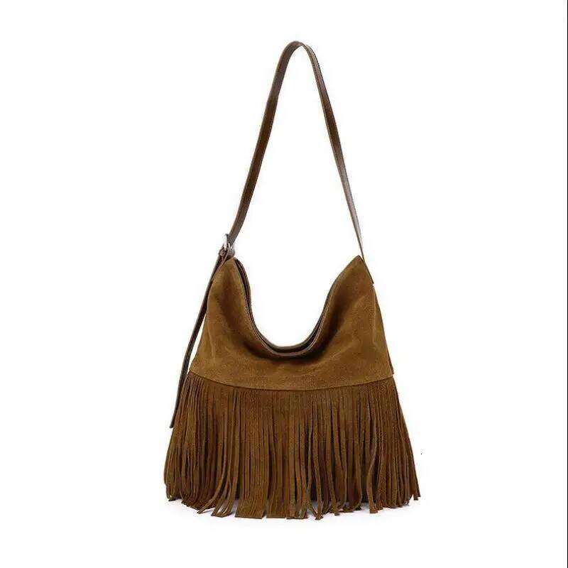 Designer Luxury High Quality Top Layer Cowhide Suede Women S Large Capacity Bucket Type Single Shoulder Crossbody Bag Trendy