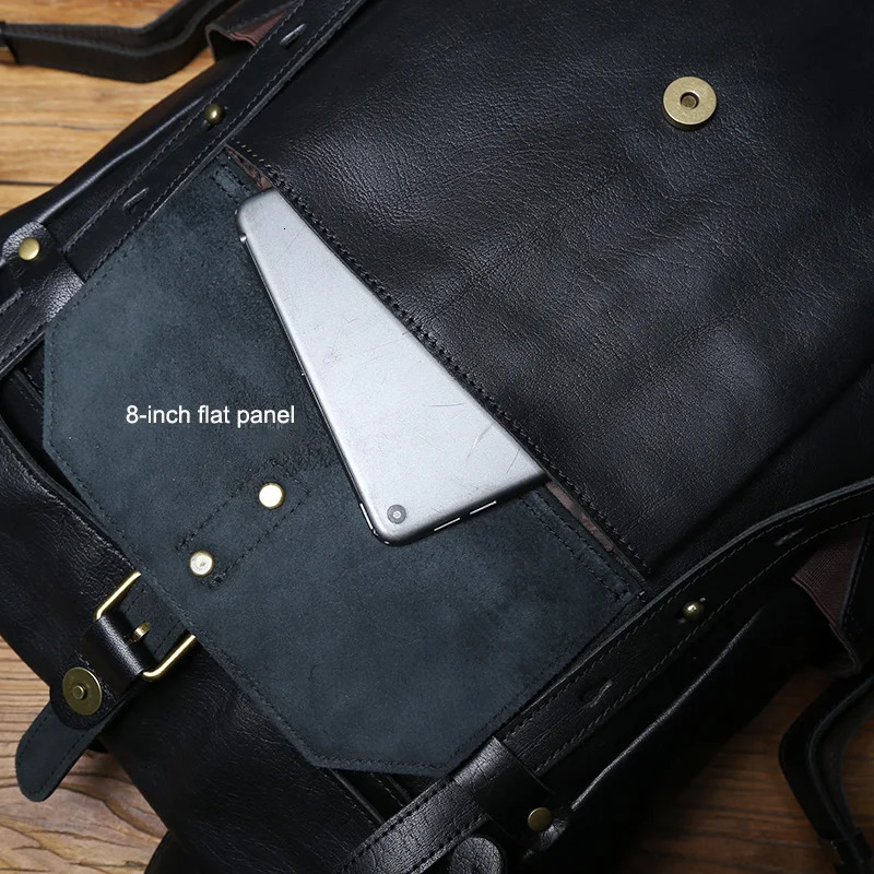 JLFGPJ Mens Large Capacity Backpack Sports Style Genuine Leather Bag with 16inch Computer Compartment Top Cowhide n 251021