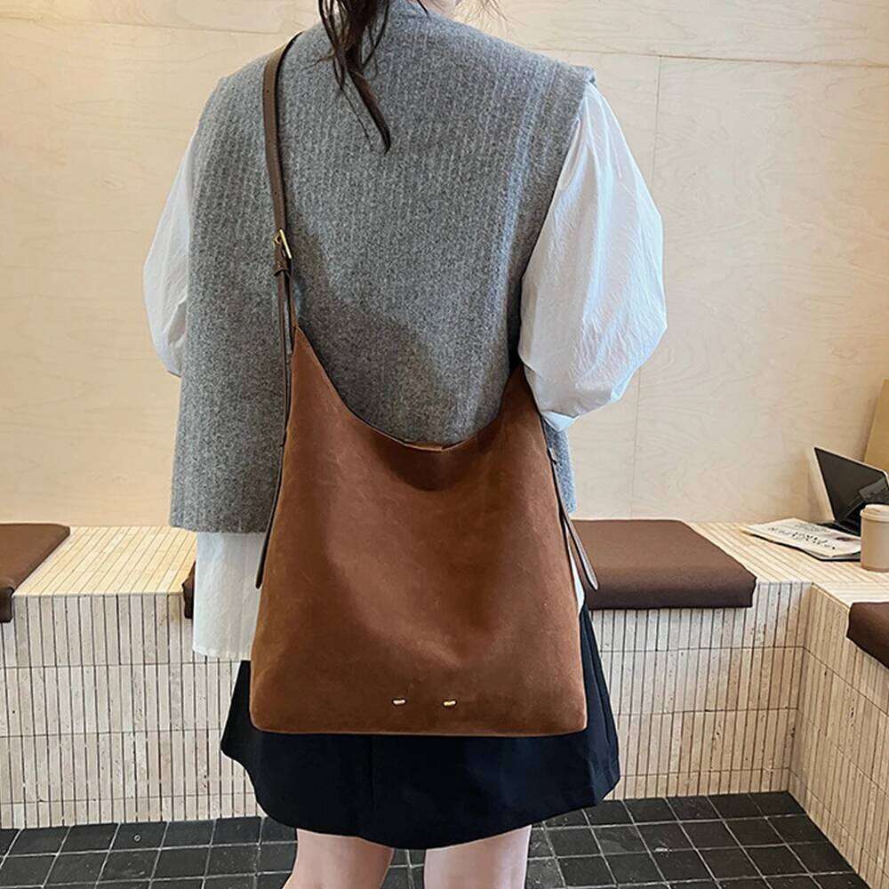Designer Luxury Shoulder Retro Matte Suede Bucket For Women New Tote Simple Large Capacity Single Shoulder Crossbody Bag