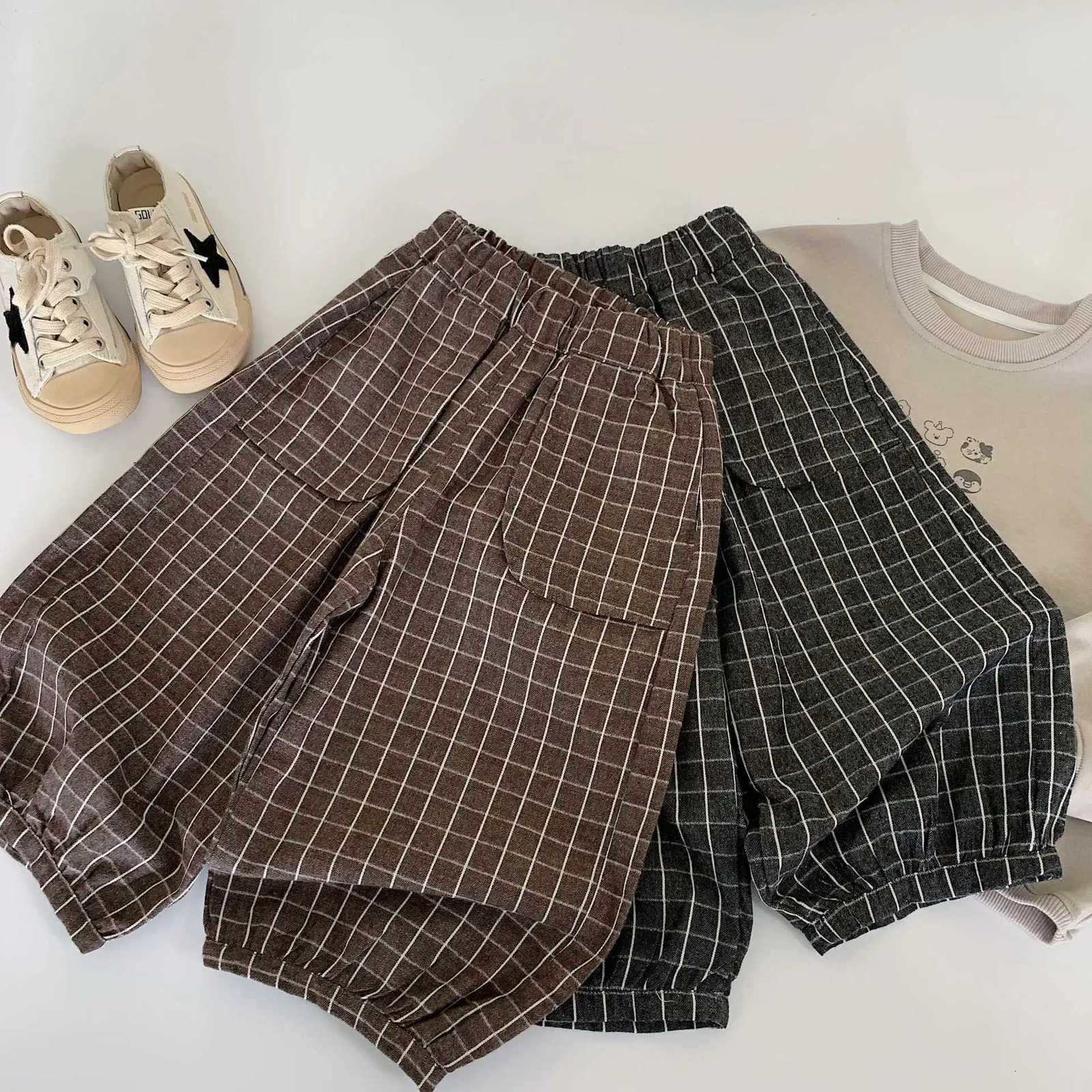 Autumn baby boys pants plaid vintage infant baby boys Harem pants Relaxed Elastic Waist baby boys long pantsT251027