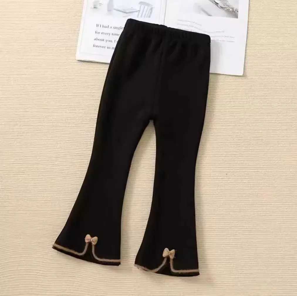 Girls Winter Flared Pants Fleece Lined Cute Bell Bottom Trousers Korean Style Fashionable Warm Leggings for Baby Toddler KidsT251027