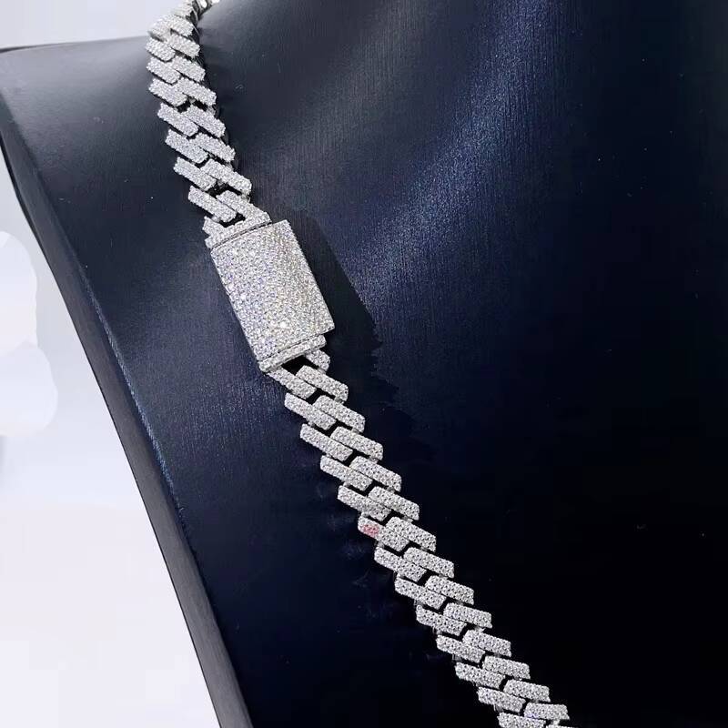 Gra Certificated Pass Diamond Tester Iced Out Hip Hop 10mm Vvs Moissanite Cuban Necklace