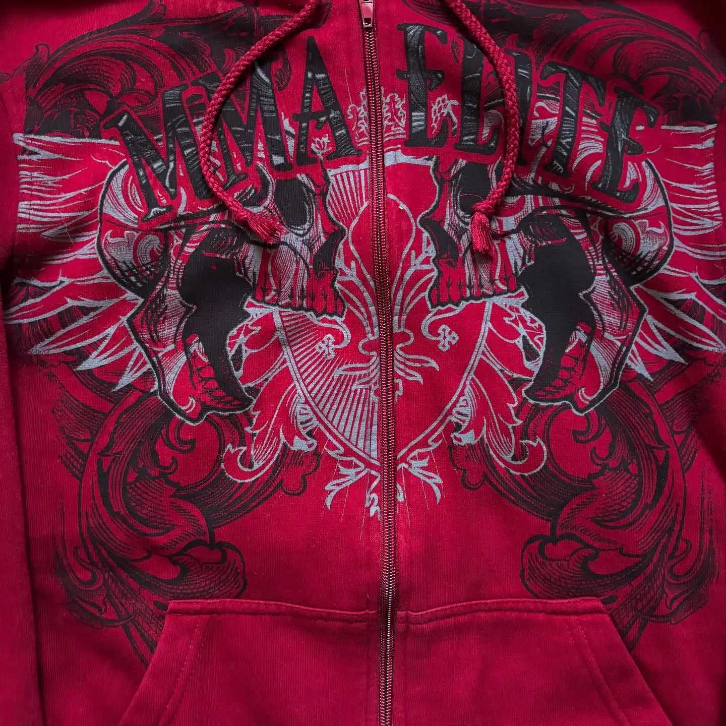 Y2K Street New Fashion Oversized Skull Print Sweater Hoodie Men Harajuku Vintage Hip Hop Popular Casual Sports Hooded Sweater W251027