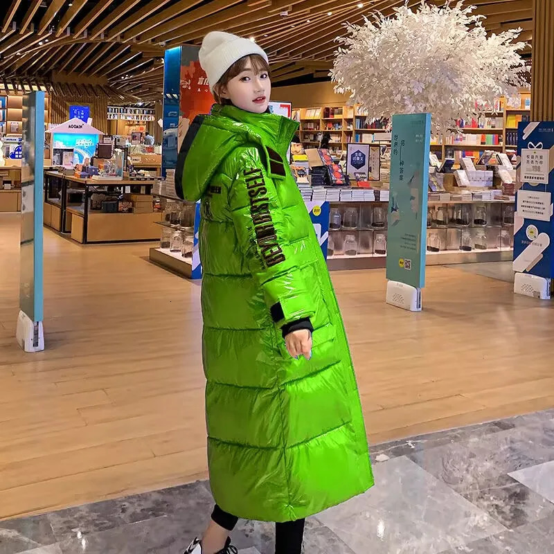 Waterproof Coats Fashion Winter Down Cotton Jacket Womens Glossy Colorful Femme Thick Warm Long Hooded Puffer Parkas 251027