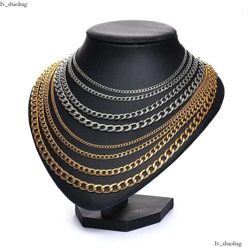 Miami for Men Women Basic Punk Hip Hop Jewelry Stainless Steel Gold Cuban Link Chain Chokers Necklace 3mm 5mm 825 aaa