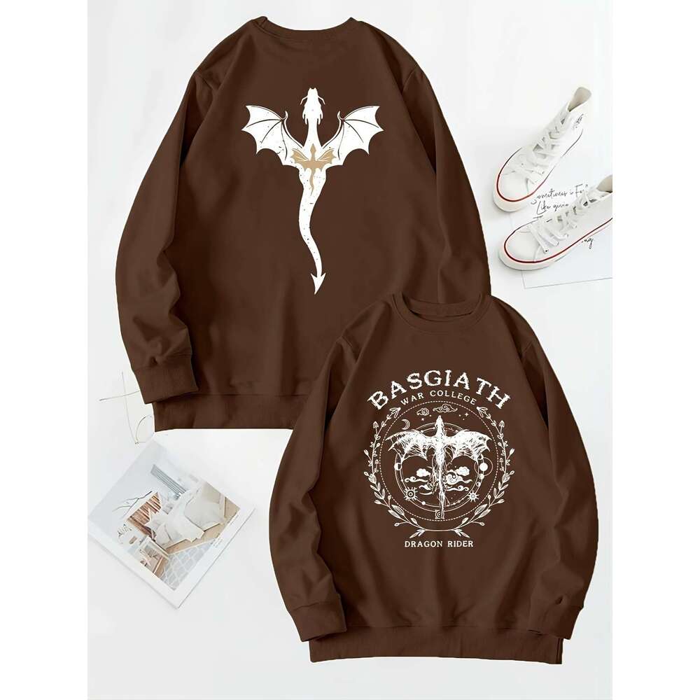 Basgiath War College 2-sided Sweatshirt Fourth Wing Comfort Gift for Book Lover Long Sleeve Fleece Sweatshirt Y2K Streetwear