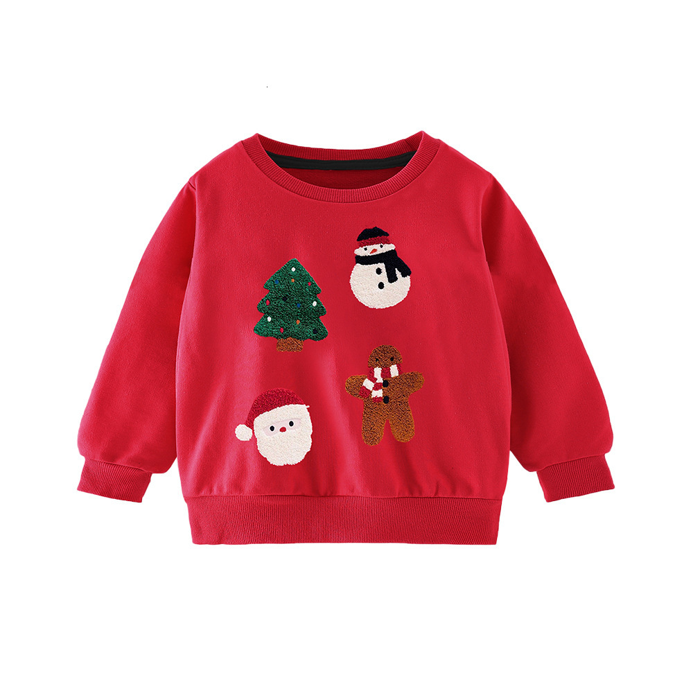 Hot selling children's clothing in Europe and America for autumn, winter, Christmas, children's long sleeved sportswear with cartoon embroid