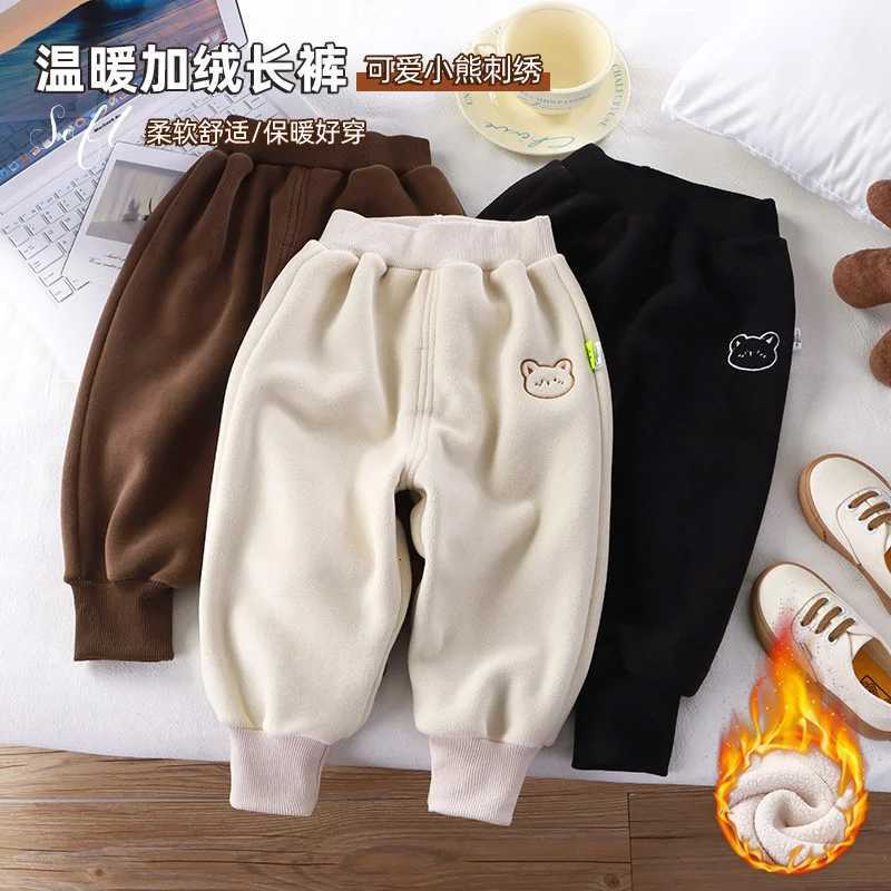 Boys Girls Fleece Sweatpants Winter Autumn Kids Thick Velvet Warm Trousers Teen Cotton Casual Pants Children Clothes 110 YearsT251027