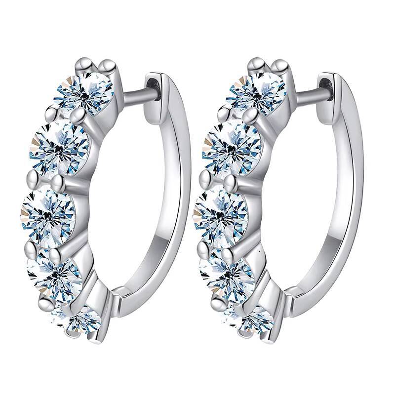 GRA Certified 3ct Wedding Real Moissanite Diamond Band Hoop Earrings 925 Sterling Silver Plated Platinum Huggie Luxury Jewelry