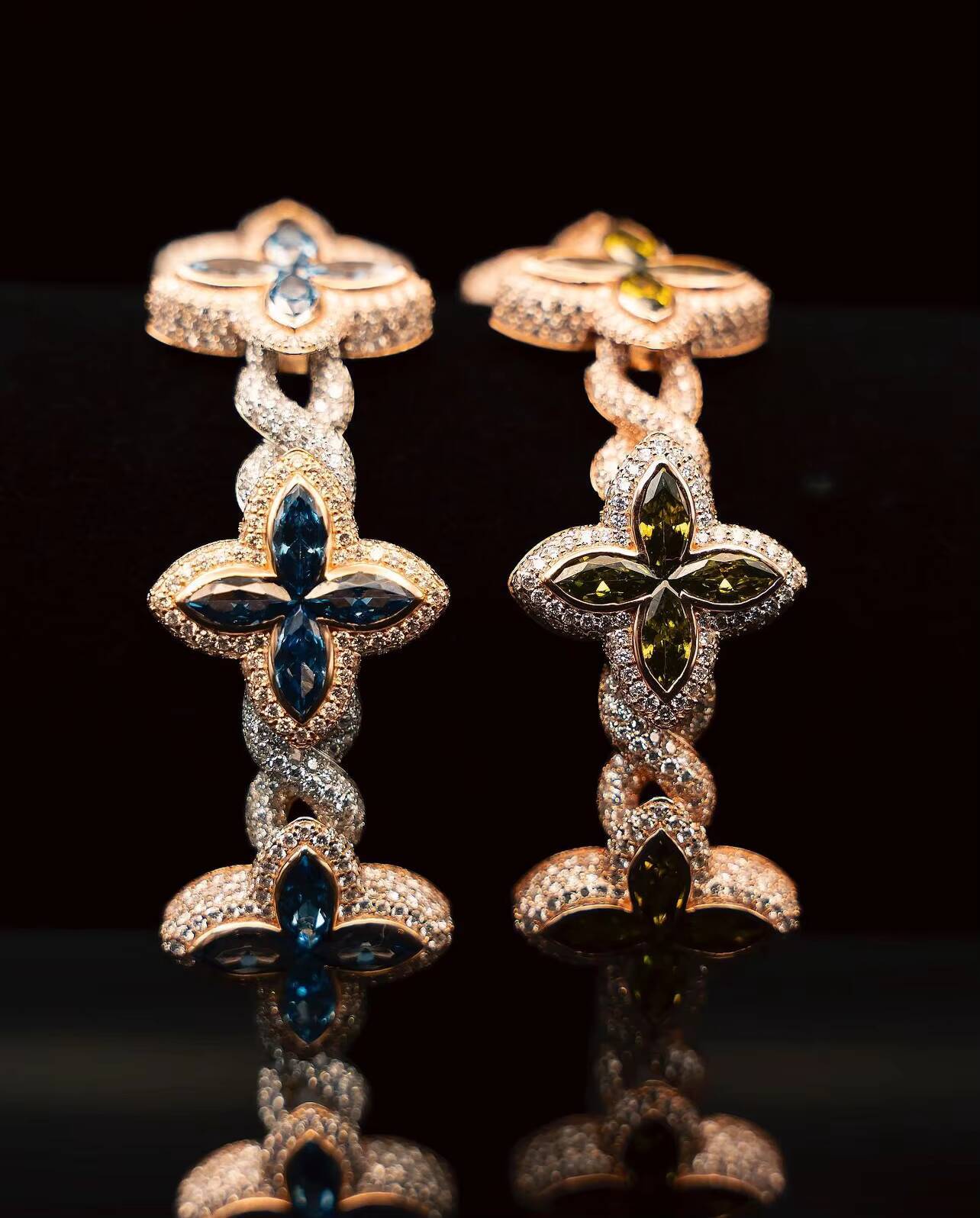 Popular Clover Bracelet Hip Hop Jewelry 925 Sterling Silver Gold Plated Men Bracelet Four Leaf Clover Moissanite Cuban Bracelet