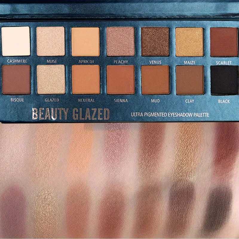 BEAUTY GLAZED Nude Matte 14 Colors Eye shadow Cosmetics Palette Glitter Eyeshadow PaletteXJ251027