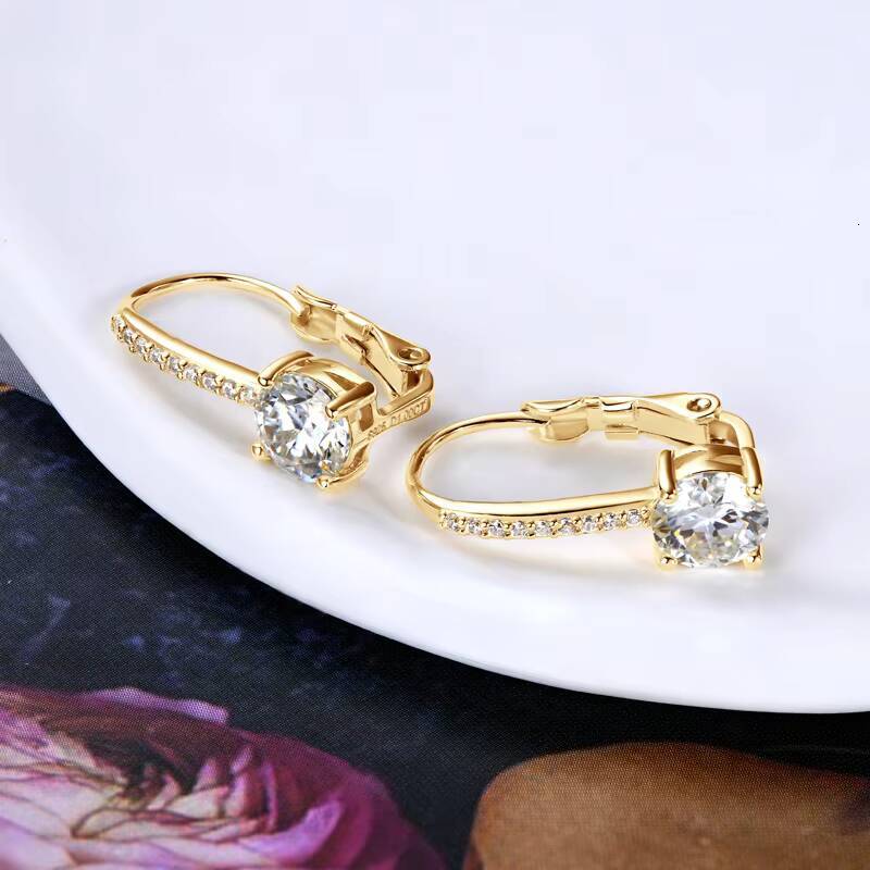 1ct Original 925 Sterling Silver Moissanite Earrings Sparkling 65mm D Color VVS1 Unique Ear Clips for Women