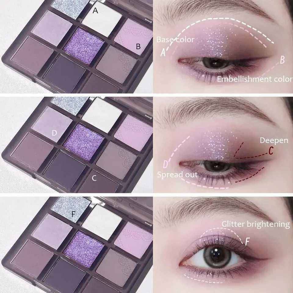 Purple Eyeshadow Palette 9 Color HighPigment Matte Shimmer Violet Brown Silver Neutrals LongLasting Smoky Eye Makeup ColorsXJ251027