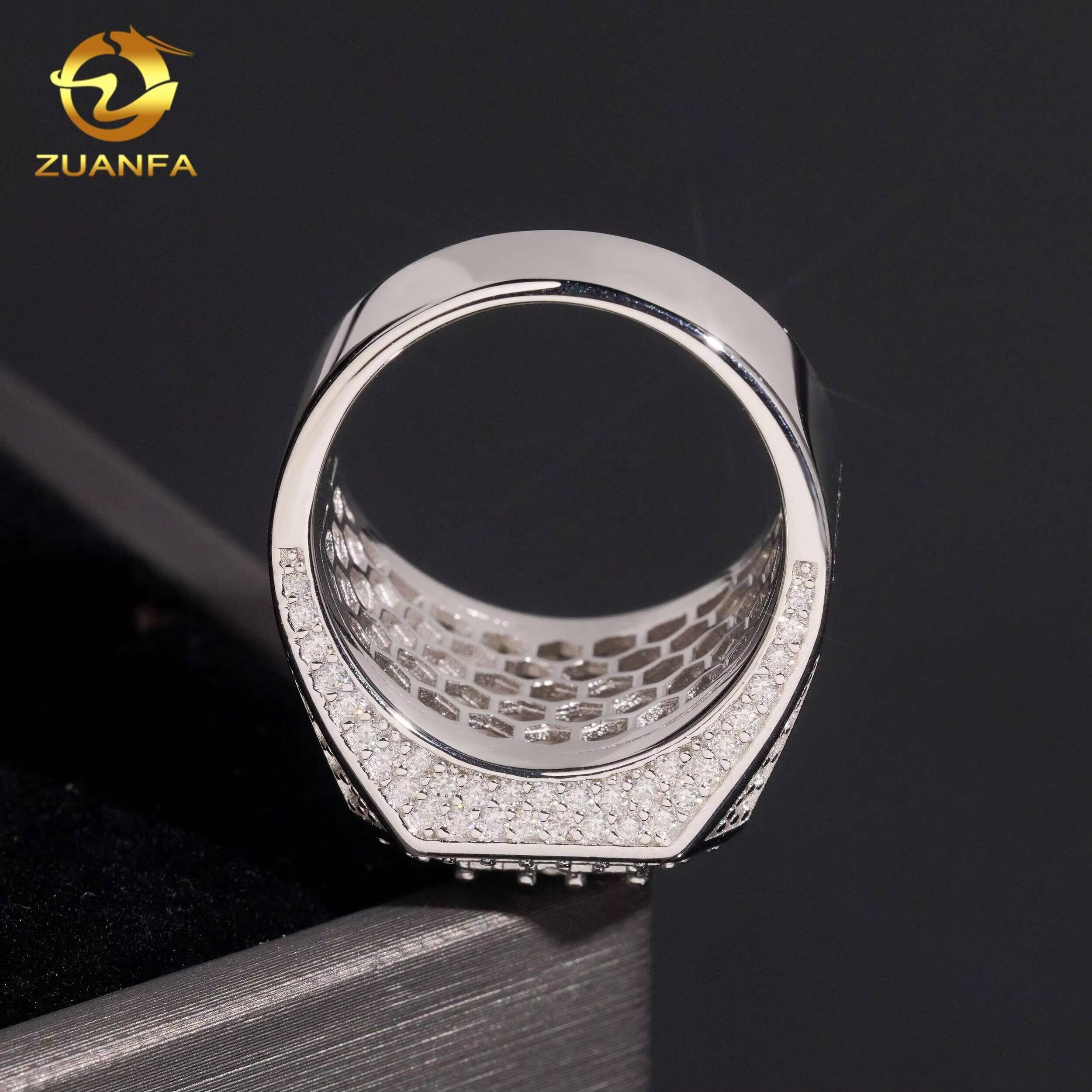 Fine Jewelry Hip Hop 925 Sterling Silver Iced Out Mens Wholesale Price Moissanite Diamond Ring