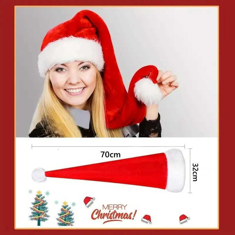 Long Plush Christmas Hat Red Thickened Velvet Santa Hats Adult Children New YearS Party Decorative Home Holiday SuppliesW251027