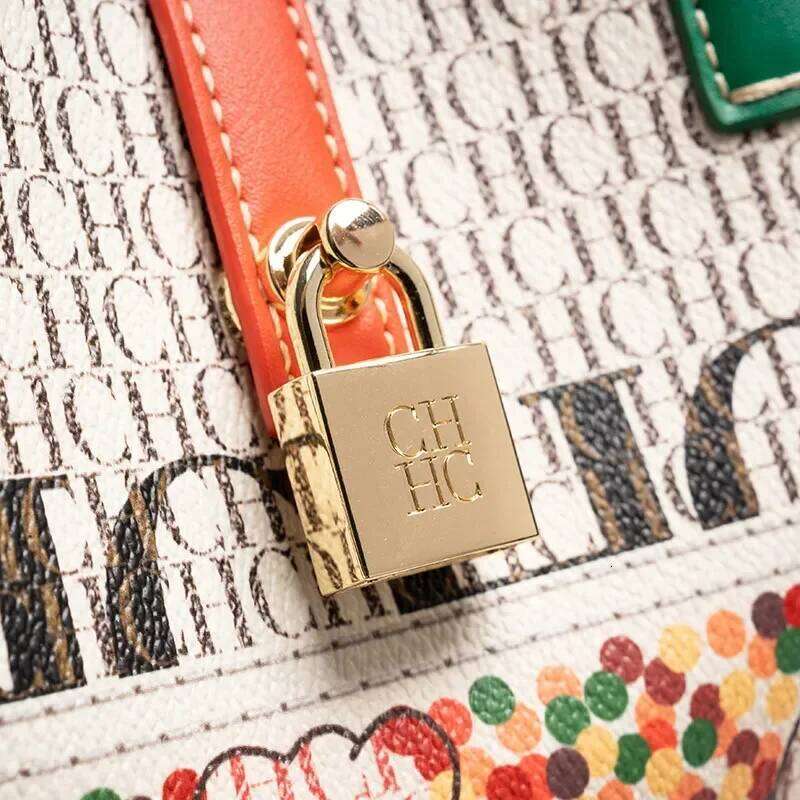 CH Shoulder Large Capacity Exquisite Flower Leather Bag Fashion Design Women's Handbag Printed