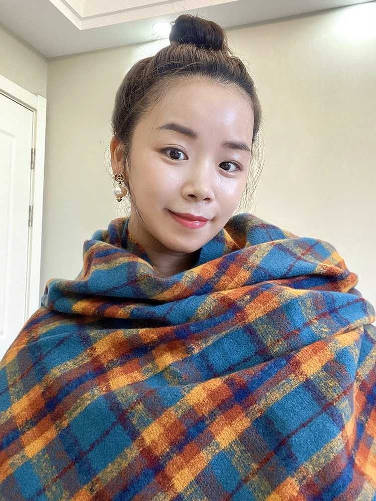 Imitation Cashmere Wen Winter Vintage Scarf Ladies Plaid Scarve Pashmina Mujer Fa Foard Bufanda Wrap Shawl Preppy StyW251027