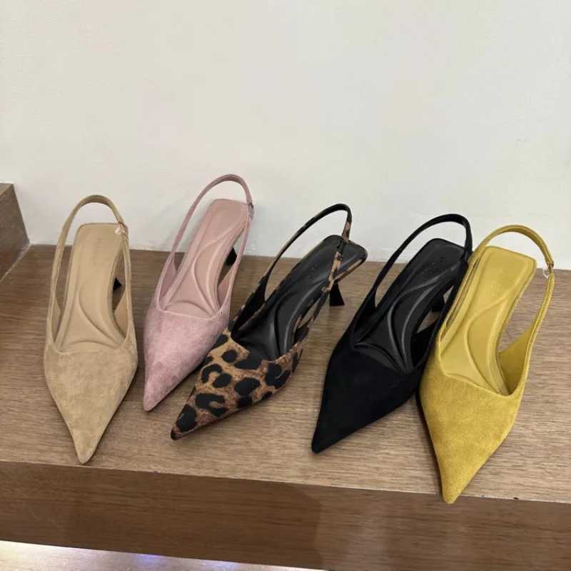 Summer Slip Leopard Women Sandals Slingback Shoes Fi Pointed Toe High Heel Stripper Party Ladies Sandalias ShoesXJ251027