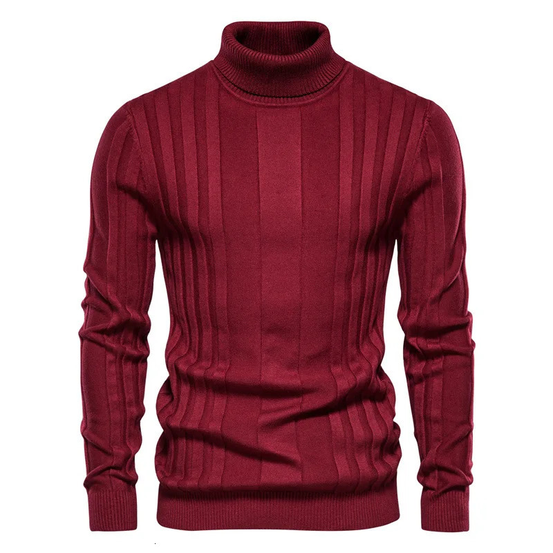 Sweater Autumn Mens Turtleneck Casual Knitted Warm Bottoming Shirt Solid Color Pullover 251016