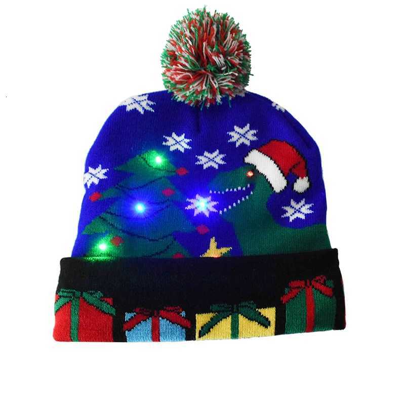 Flashing Led Light Christmas Hat Snowman Winter Warm Color Knitted Cap Merry Christmas Gift For 2026 New Year Xmas Party DecorW251027
