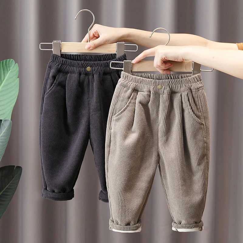 Kids Corduroy Thermal Pants Thickened Winter Sweatpants for Boys Girls Cozy ColdWeather BottomsT251027